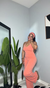 The Doll Set Jumpsuit w/headcap (lt orange)