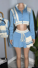 Luxe Pleat Skirt Set (ice blue)