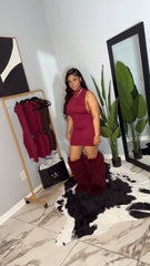 Mock Neck Dress(Burgundy)