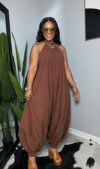 Mocha Muse Open Back Jumpsuit